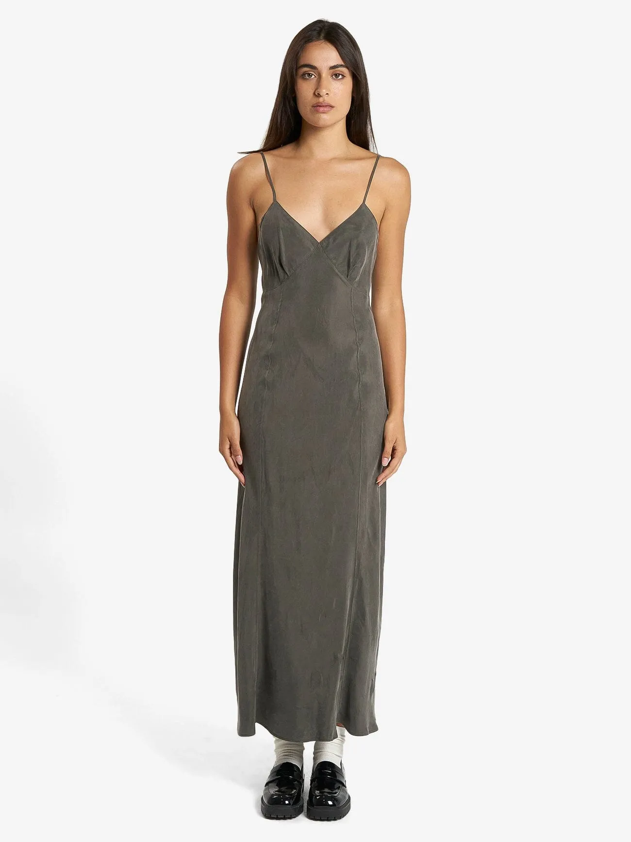 Chelsea Full Length Slip Dress - Truffle