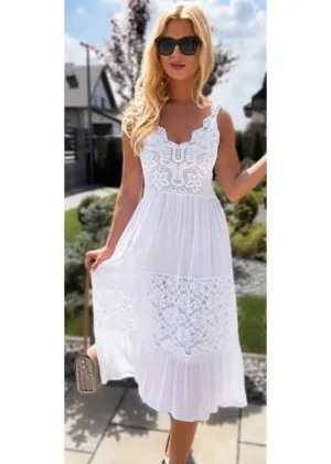 Christina White Lace Midi Dress