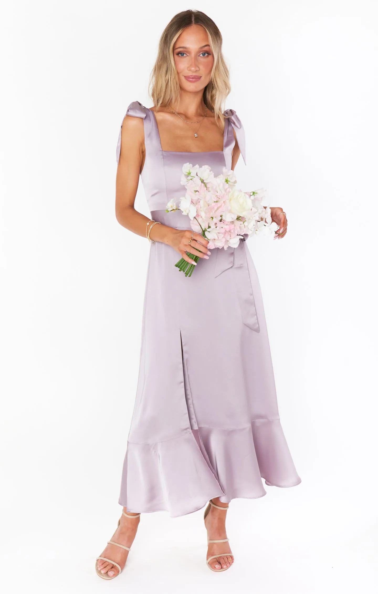 Claire Midi Dress ~ Dusty Purple Luxe Satin