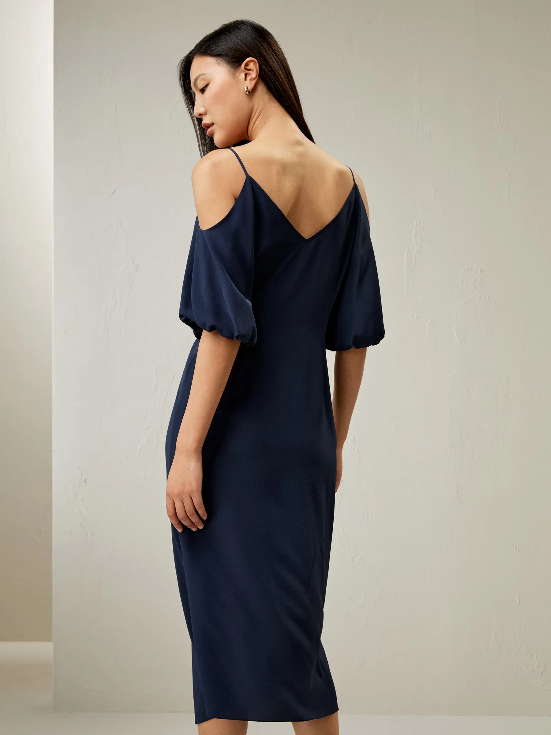 Cold Shoulder Silk Dress