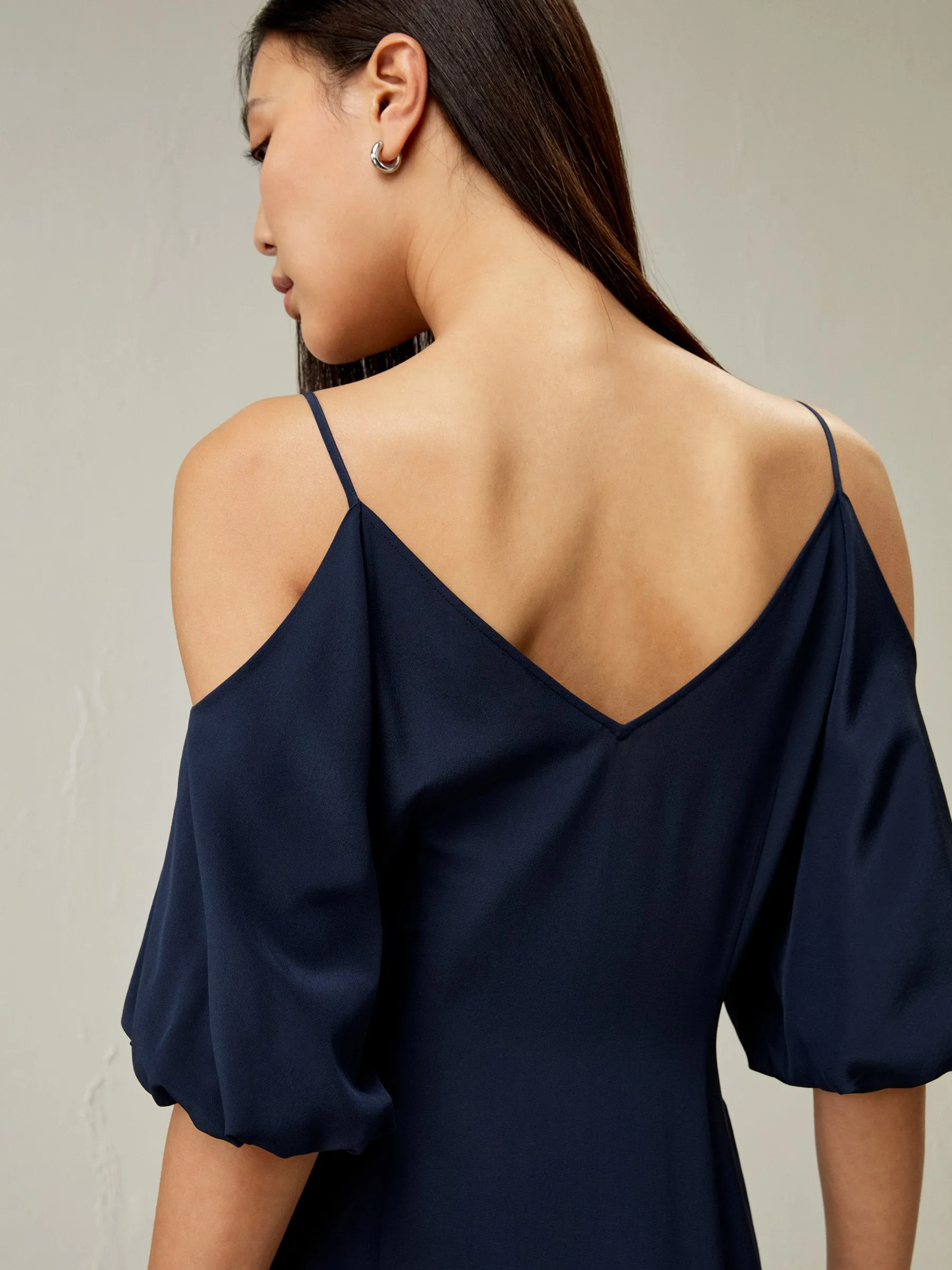 Cold Shoulder Silk Dress