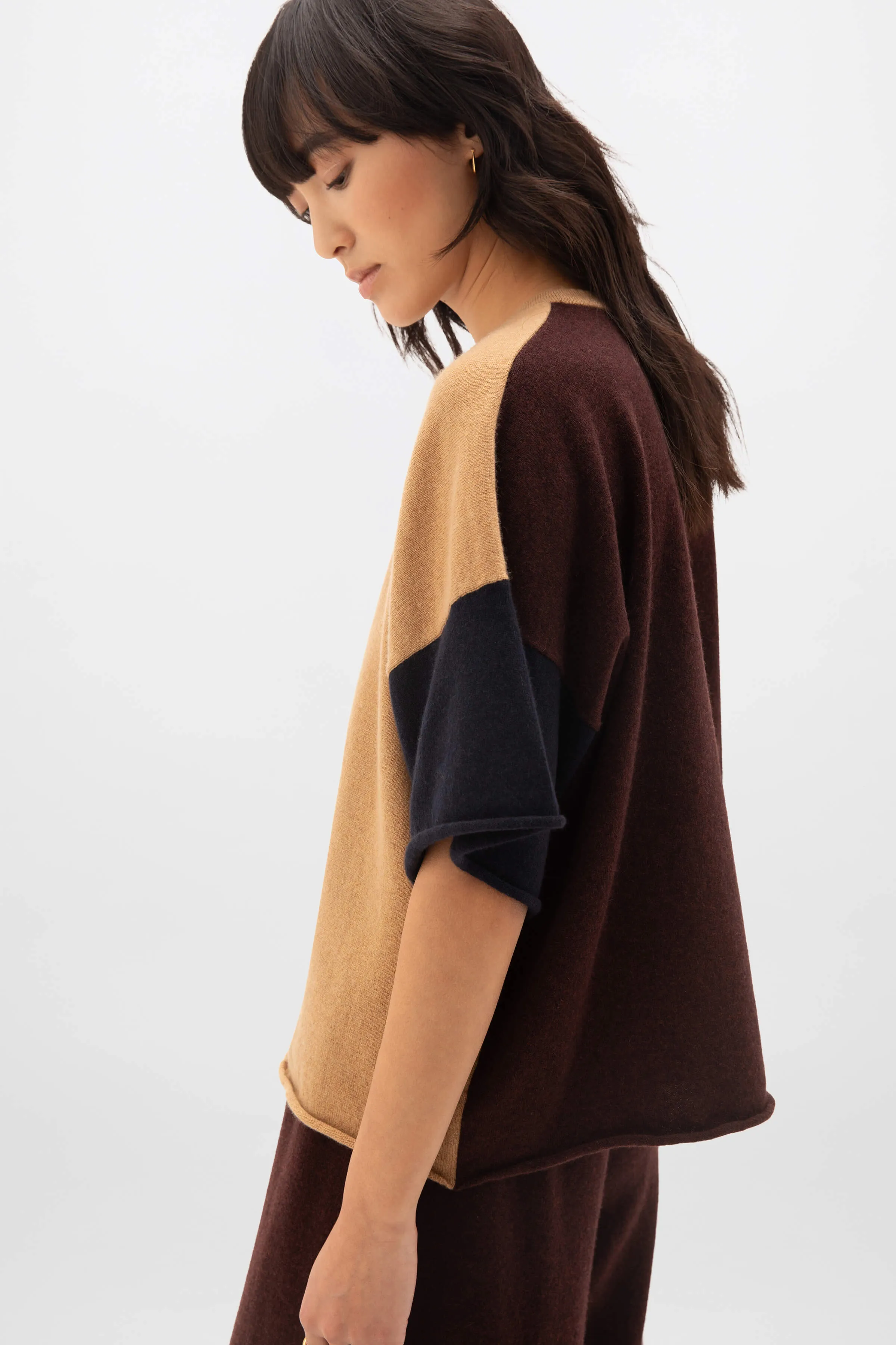 Colour Block Cashmere T-Shirt