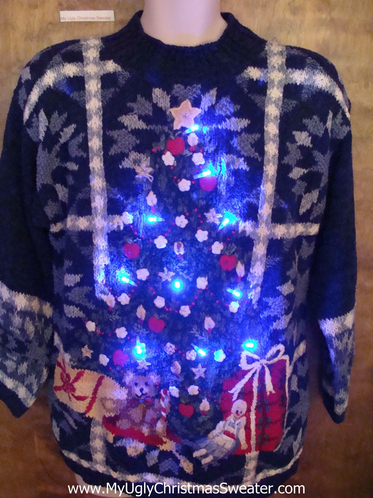 Crazy Tree Light Up Ugly Xmas Sweater