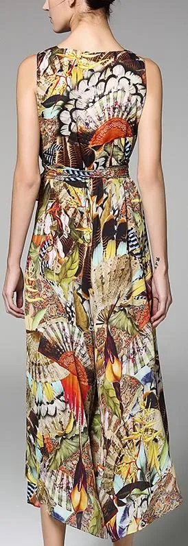 Crepe De Chine Print Jumpsuit