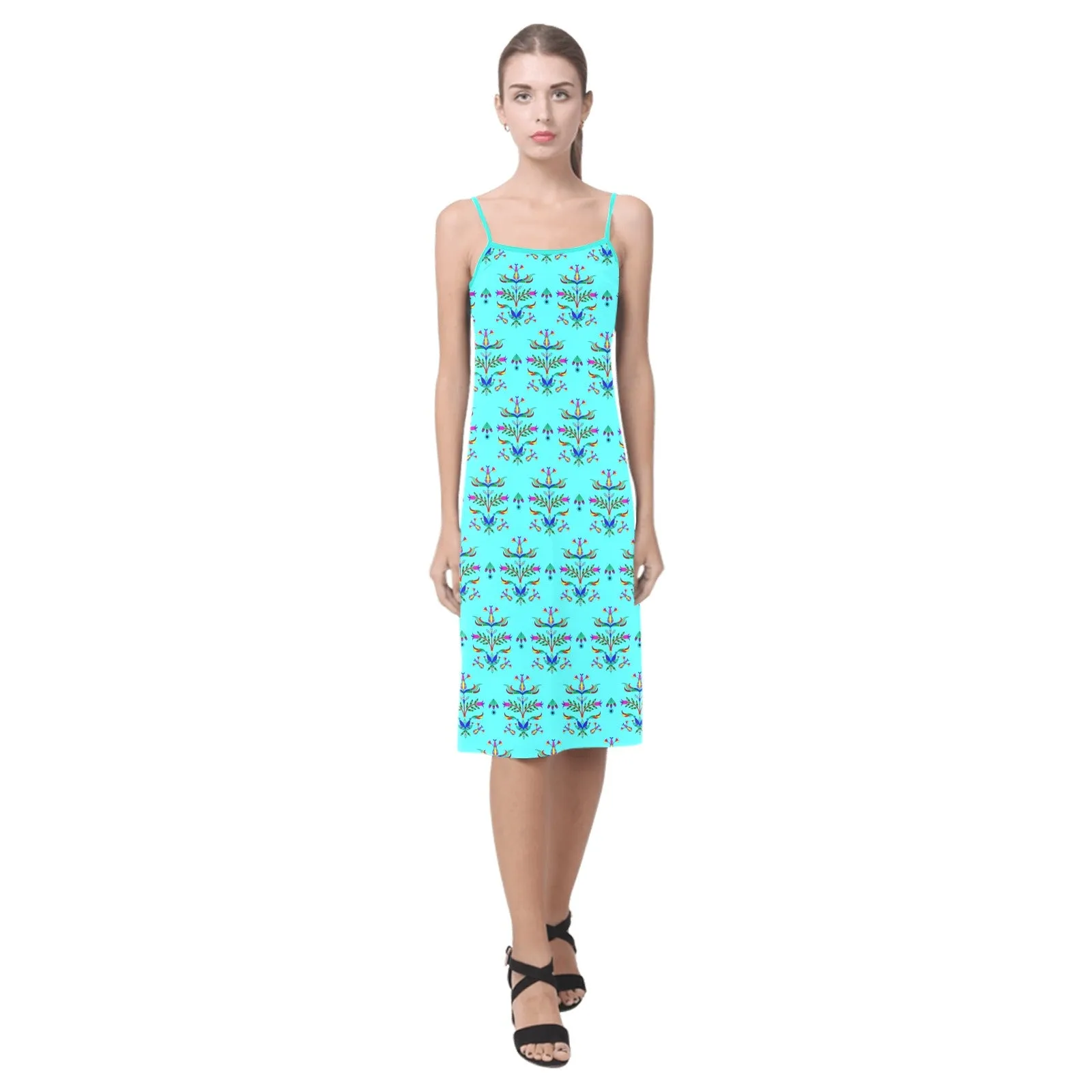 Dakota Damask Turquoise Alcestis Slip Dress