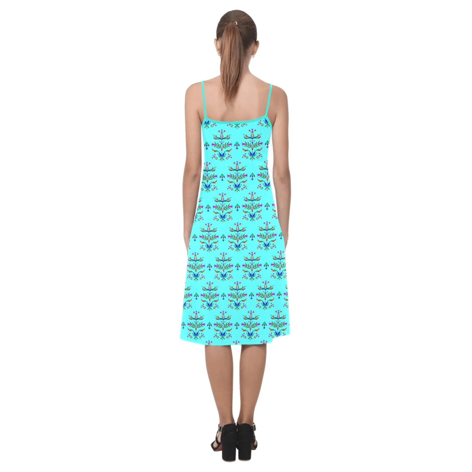 Dakota Damask Turquoise Alcestis Slip Dress