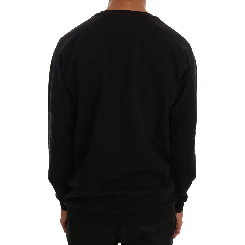 Daniele Alessandrini Elegant Black Cotton Crewneck Sweater