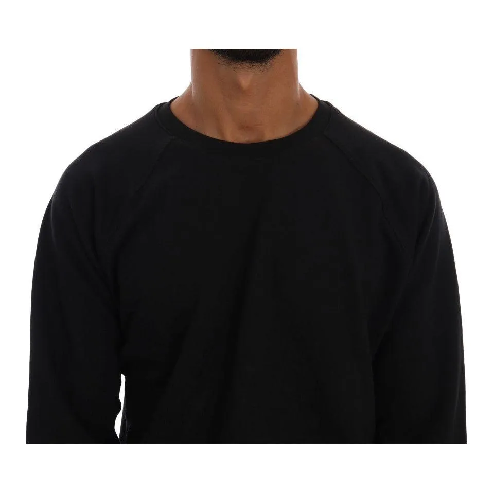 Daniele Alessandrini Elegant Black Cotton Crewneck Sweater