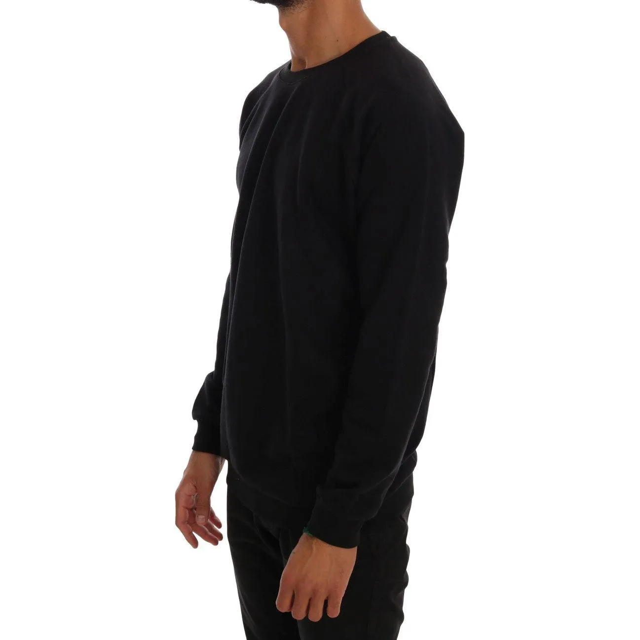 Daniele Alessandrini Elegant Black Cotton Crewneck Sweater