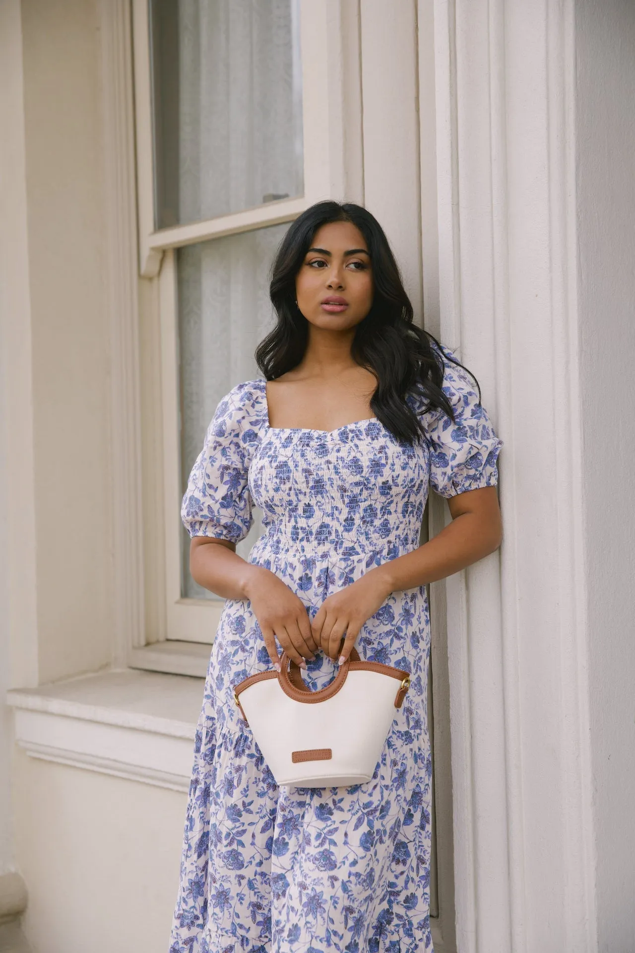 Daria Blue and White Floral Dress