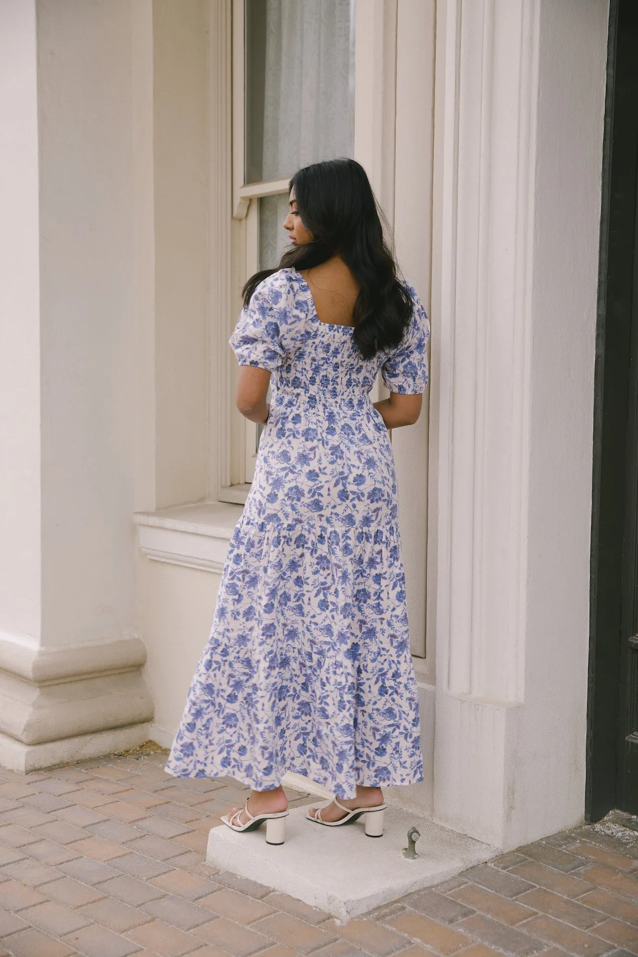 Daria Blue and White Floral Dress