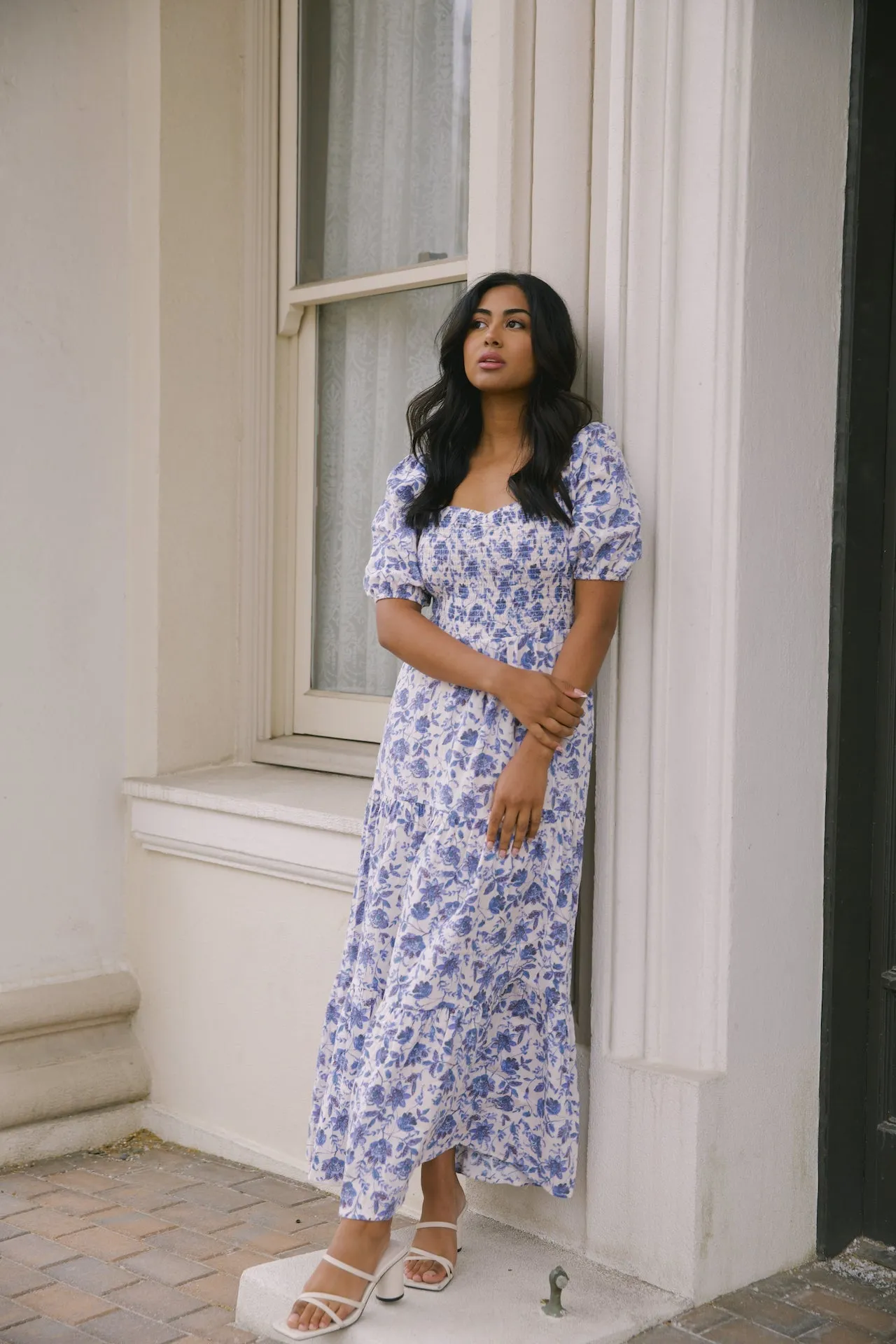 Daria Blue and White Floral Dress