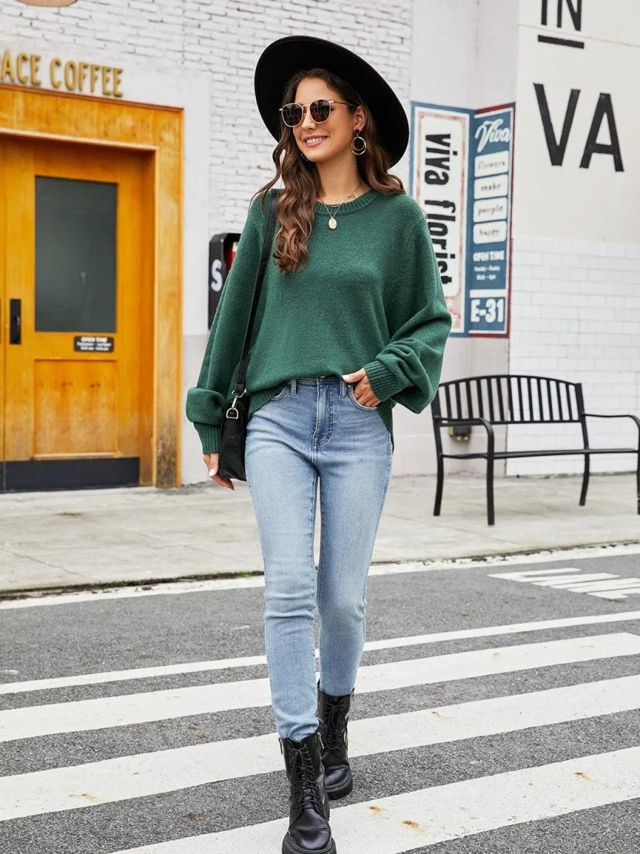 Day On The Town Ribbed Trim Sweater