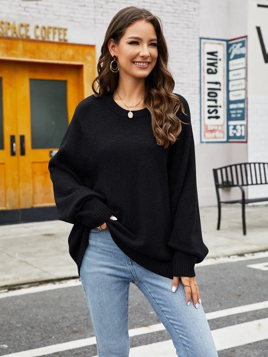 Day On The Town Ribbed Trim Sweater