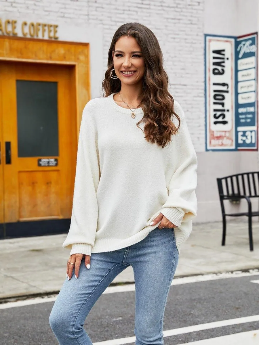 Day On The Town Ribbed Trim Sweater