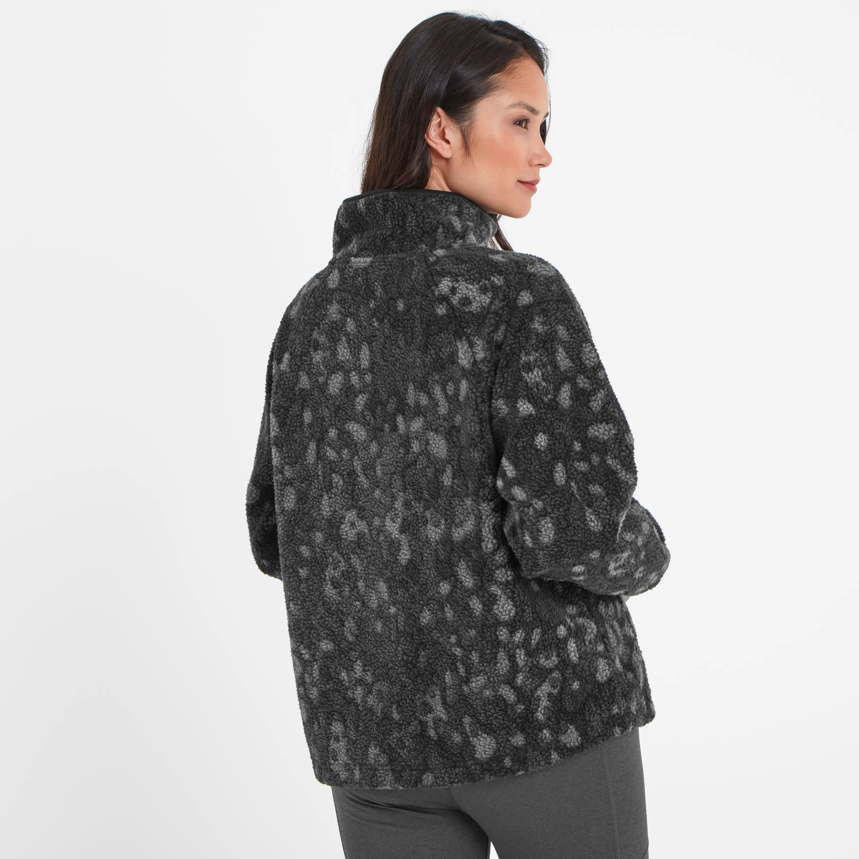 Desun Womens Sherpa Jacket - Scatter Print Black