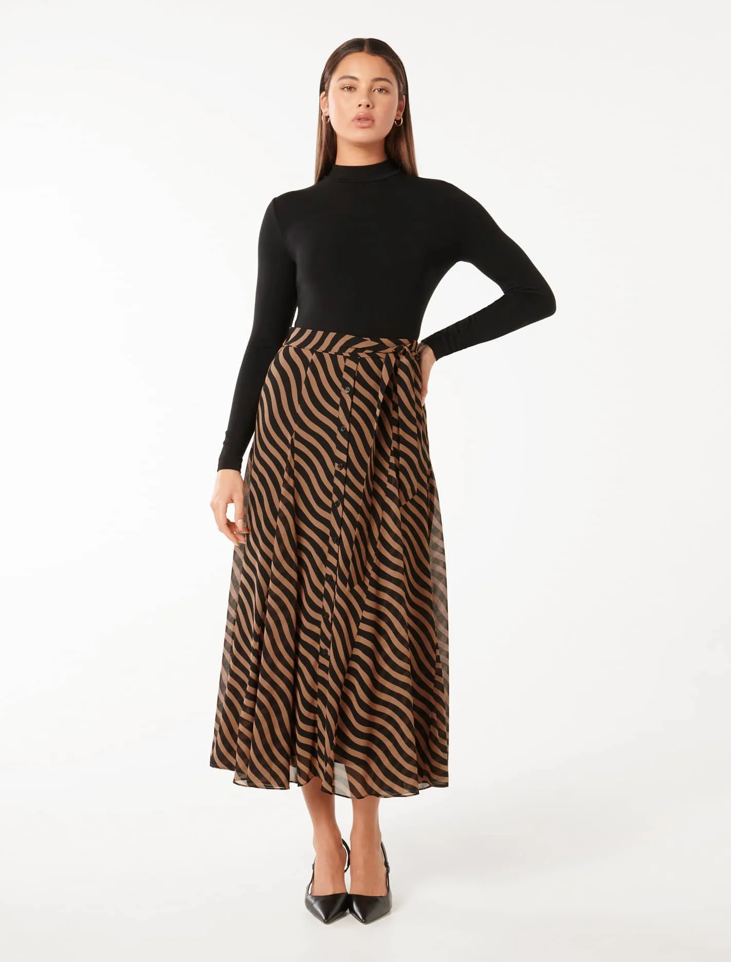 Donna Godet Midi Skirt