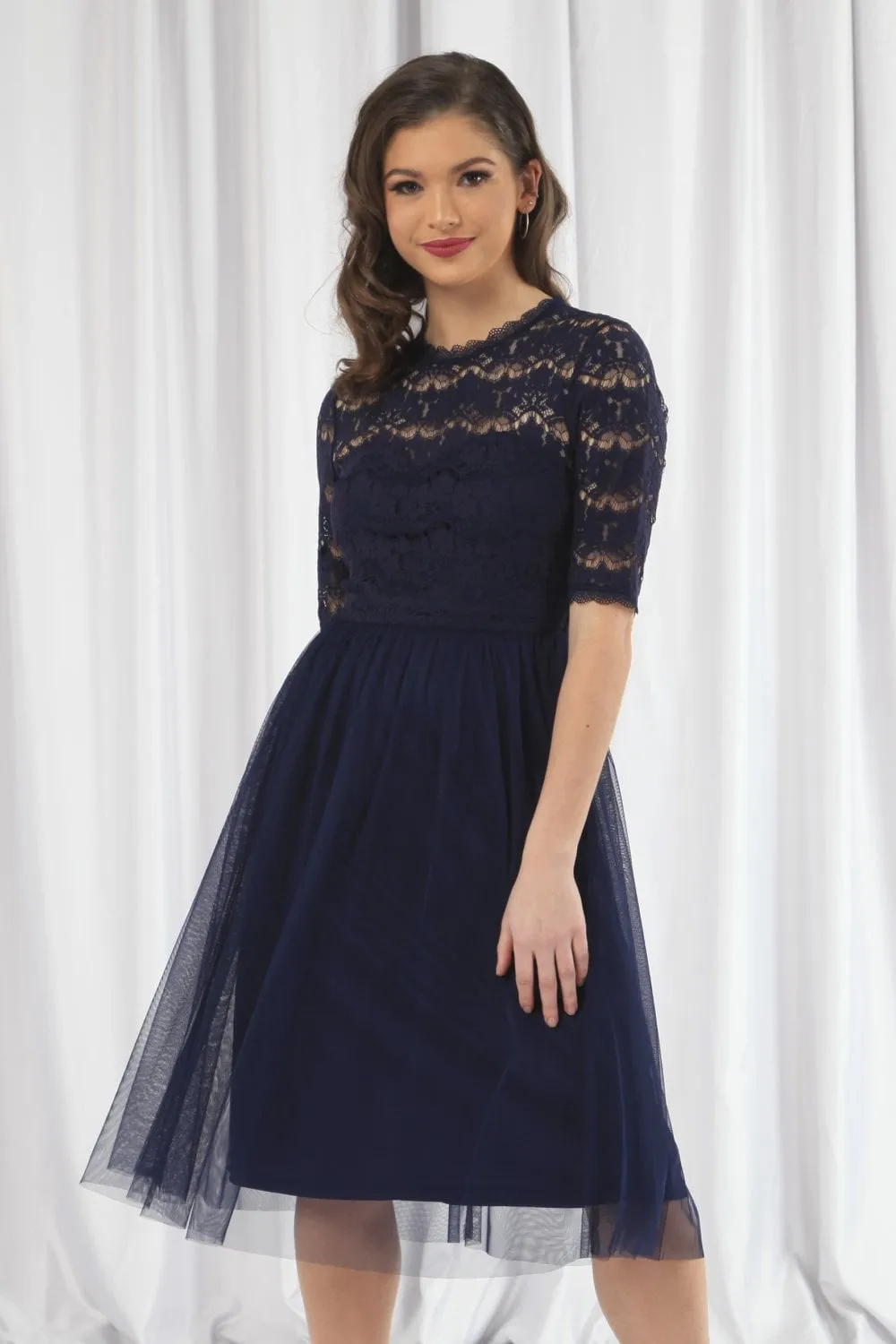 Double Second Lace Dress With Tulle Skirt