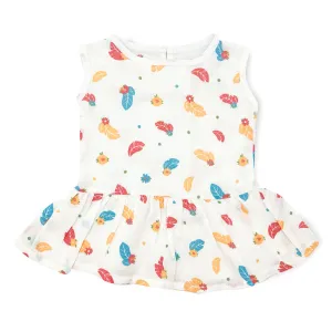 Drop Waist Muslin Frock for Baby Girl -Sleeveless Organic Cotton Feather