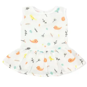 Drop Waist Muslin Frock for Baby Girl -  Sleeveless Organic Cotton Sparrow