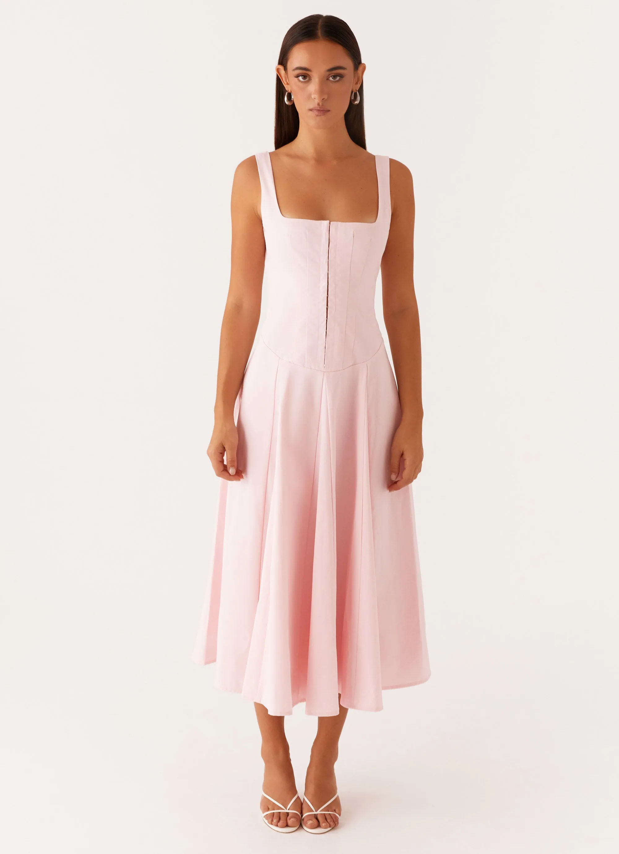 Ebony Midi Dress - Pastel Pink