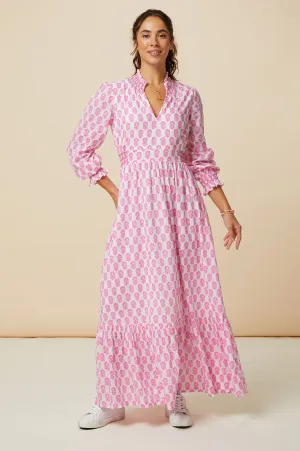 Emmeline Maxi Dress | White/Pink