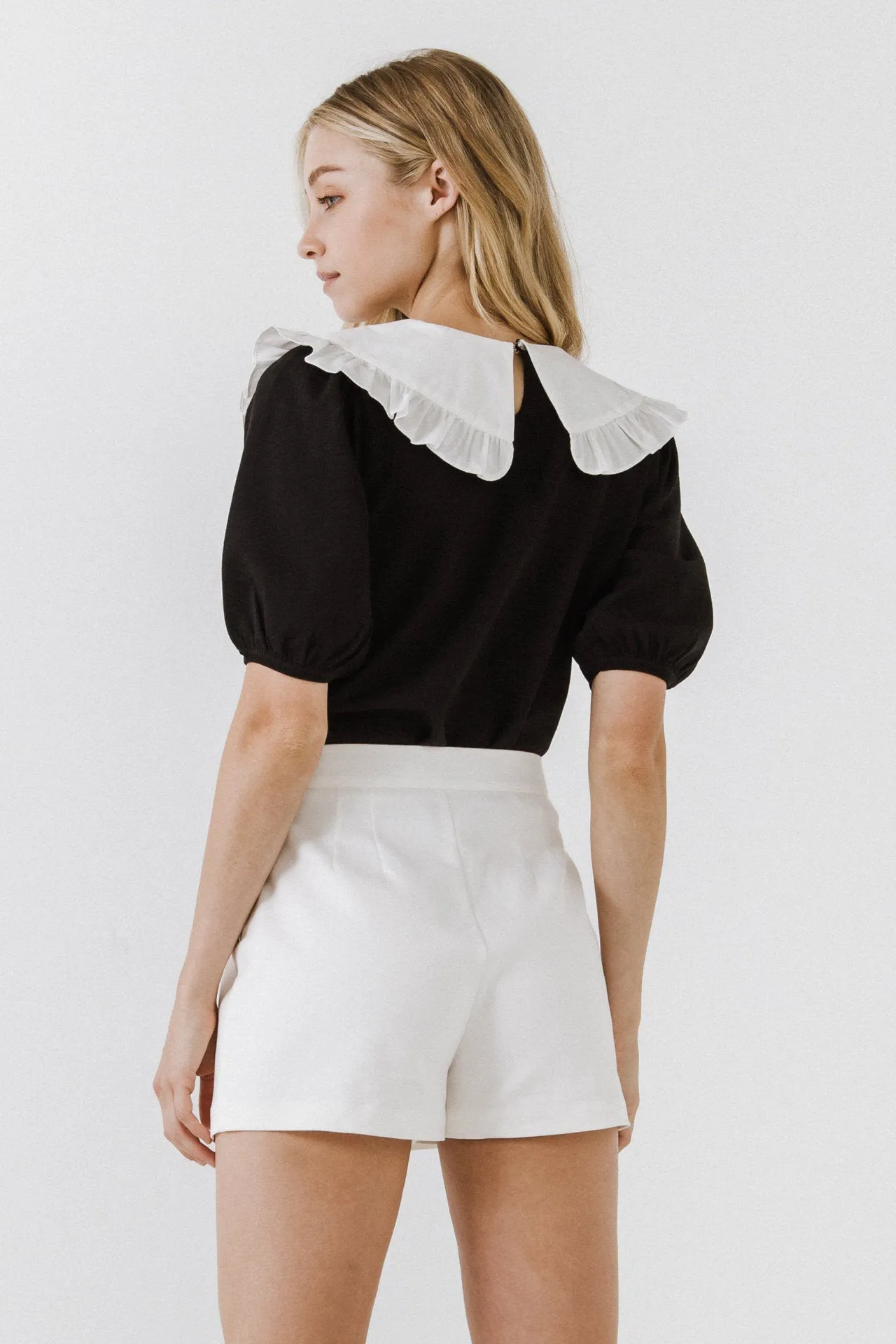 English Factory - Oversized Ruffled Collar Knit Top