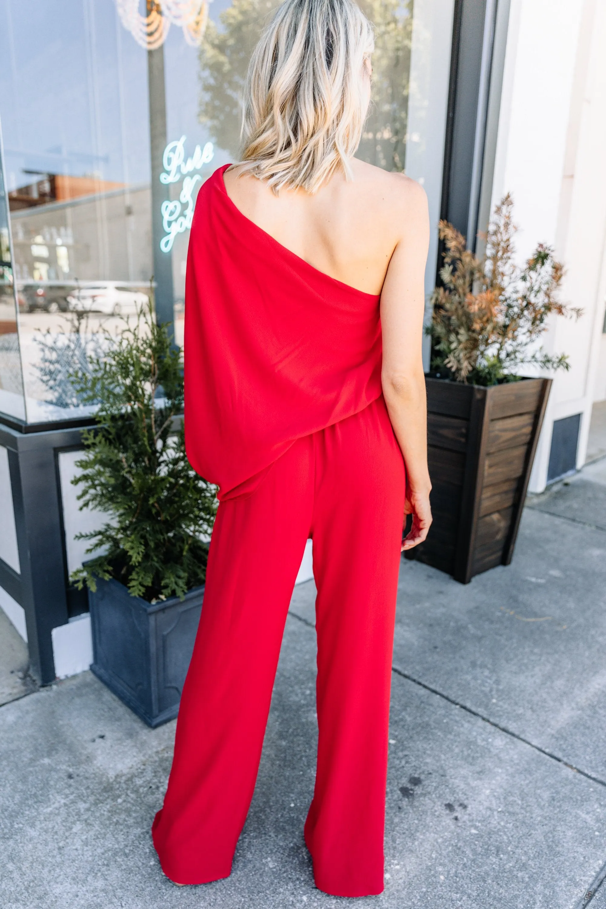 Fab Opportunities Red One Shoulder Jumpsuit