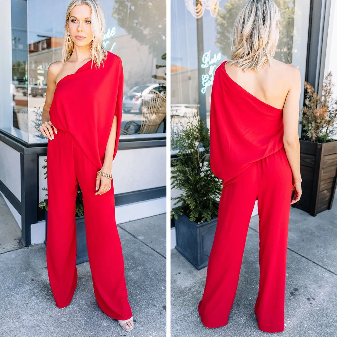 Fab Opportunities Red One Shoulder Jumpsuit