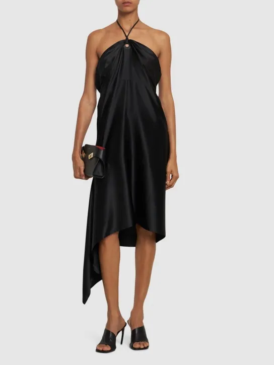 Ferragamo   Tech satin asymmetric midi dress 