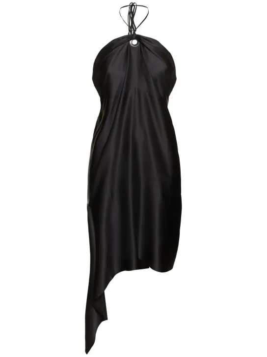 Ferragamo   Tech satin asymmetric midi dress 