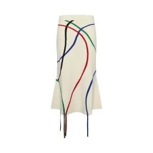 Flared Intarsia skirt in wool Ecru/Multicolor