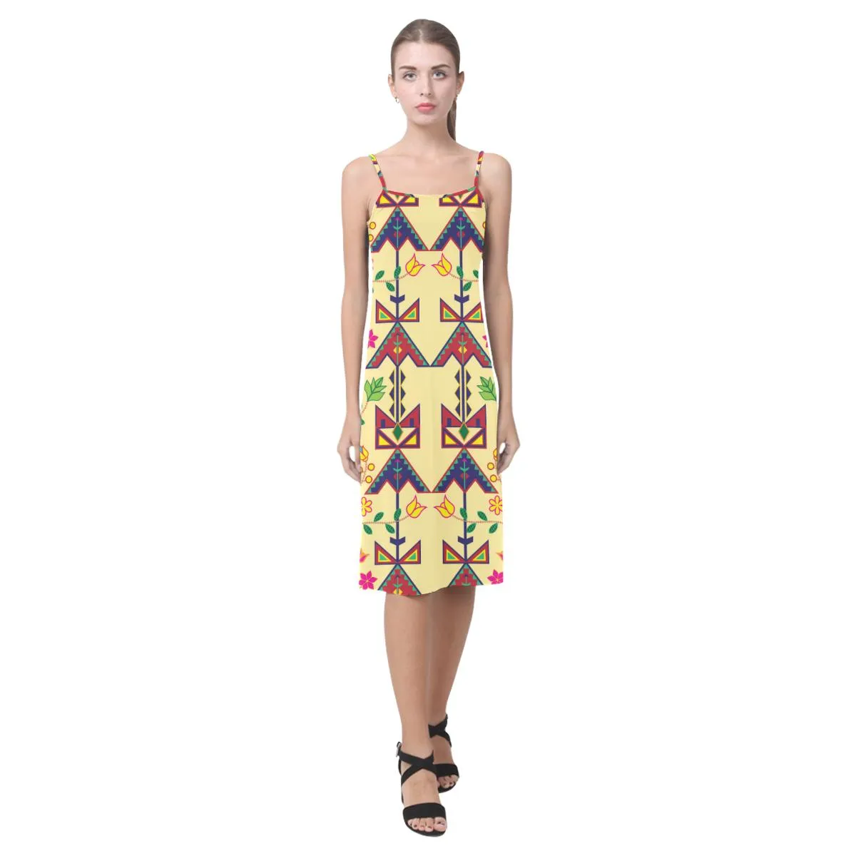 Geometric Floral Spring - Vanilla Alcestis Slip Dress