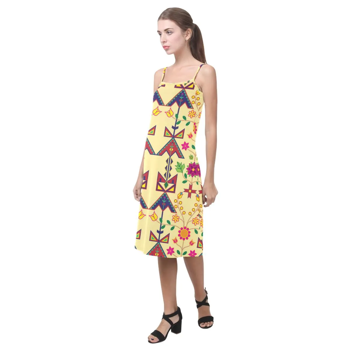 Geometric Floral Spring - Vanilla Alcestis Slip Dress