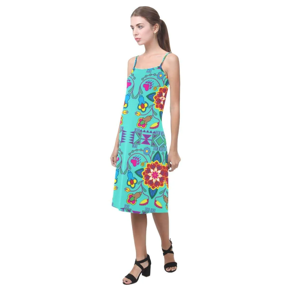 Geometric Floral Winter - Sky Alcestis Slip Dress