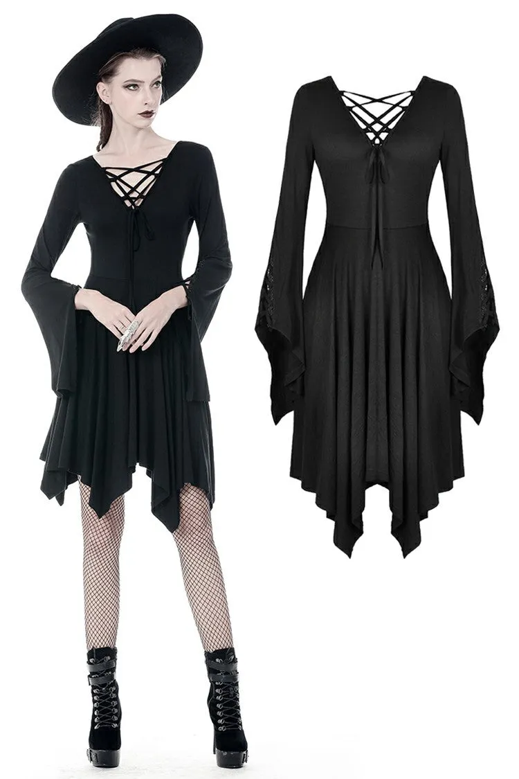 Gothic modol lace up chest midi dress DW345