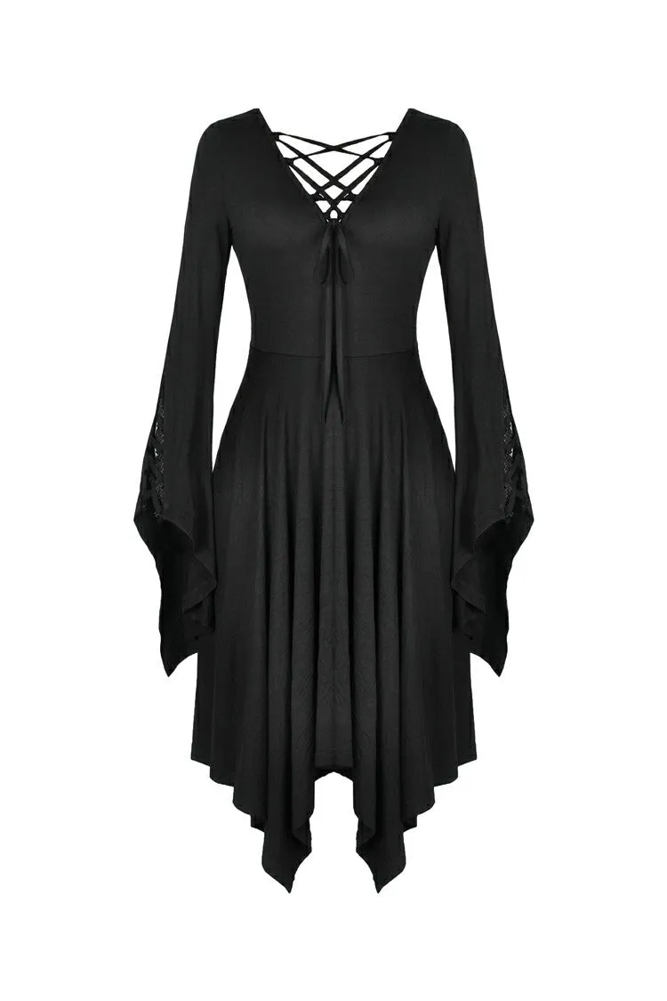 Gothic modol lace up chest midi dress DW345