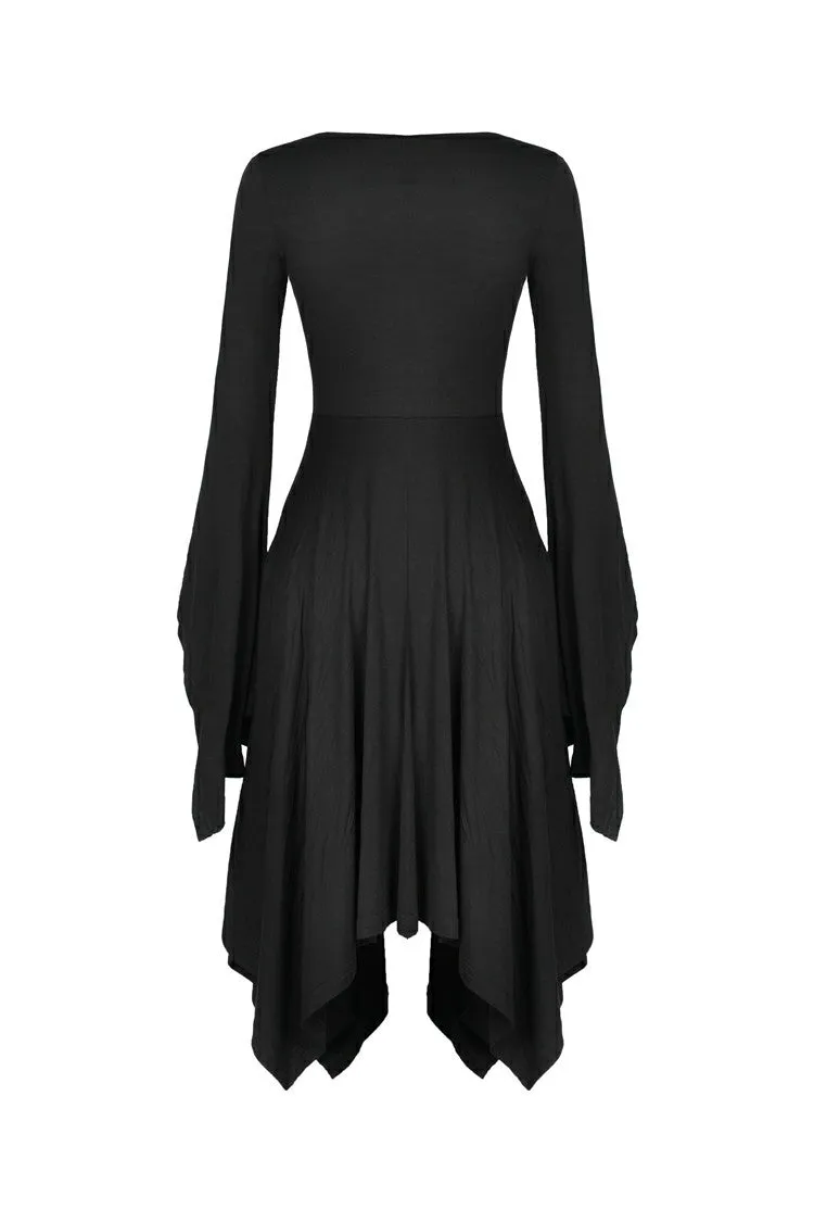 Gothic modol lace up chest midi dress DW345