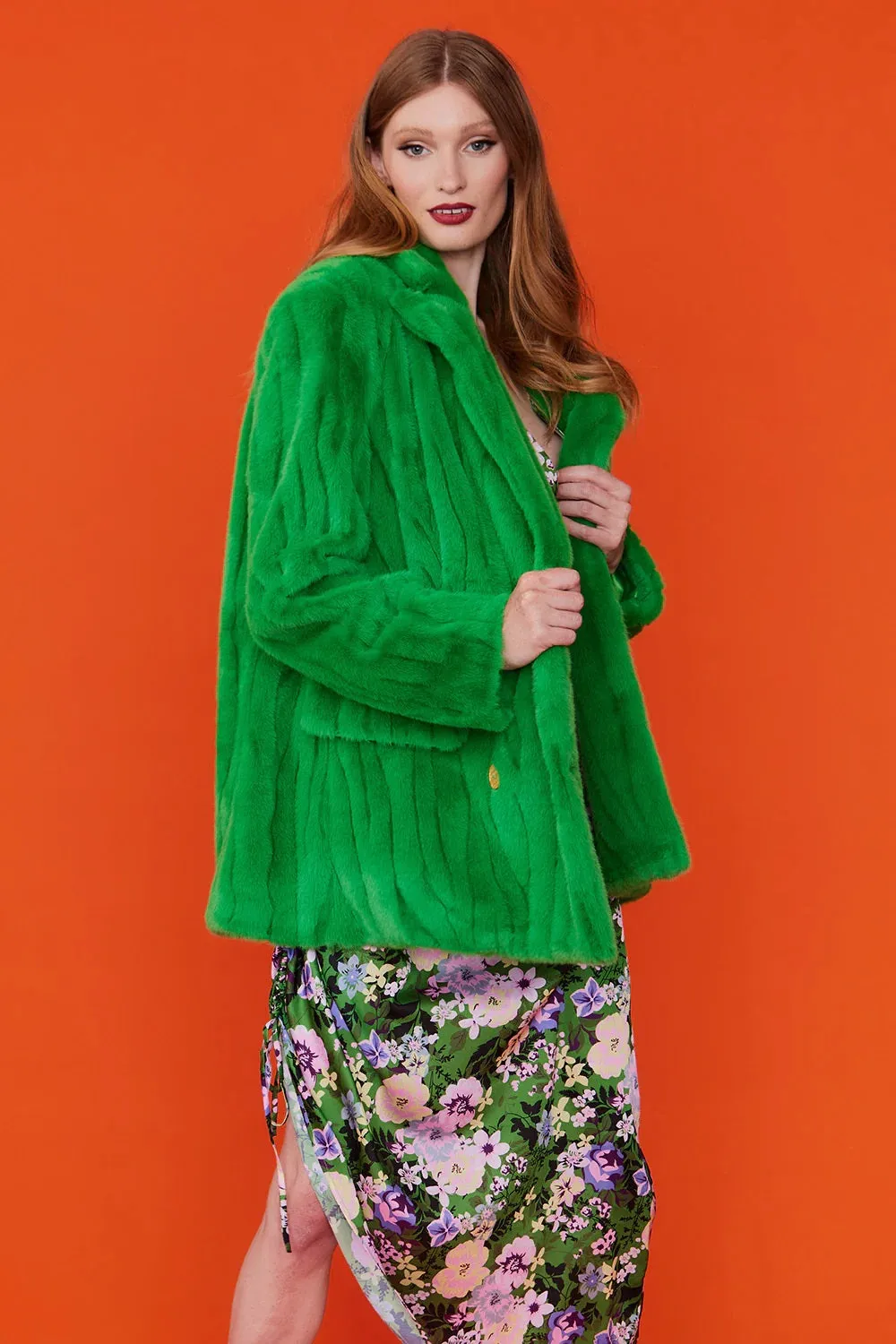 Green Faux Fur Midi Coat