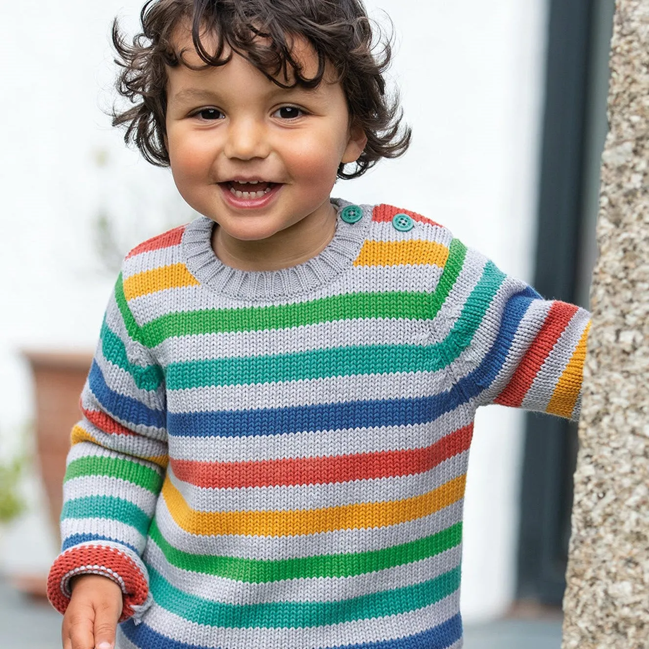 Grey Marle Rainbow Stripe Cotton Jumper (3 - 4 years)