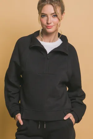 Half Zip Sweatshirt With Funnel Neck