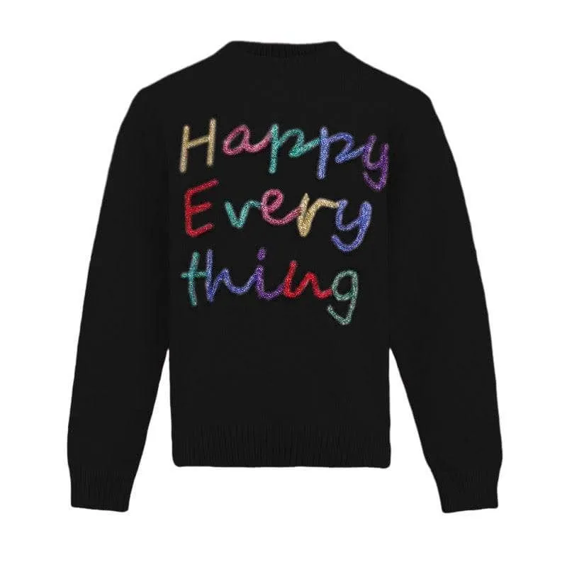 Happy Everything Tinsel Sweater- Black