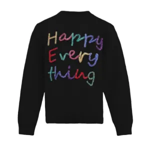 Happy Everything Tinsel Sweater- Black