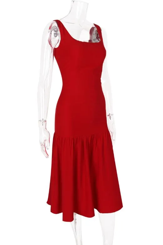 Harriet Bodycon Midi Dress - Lipstick Red