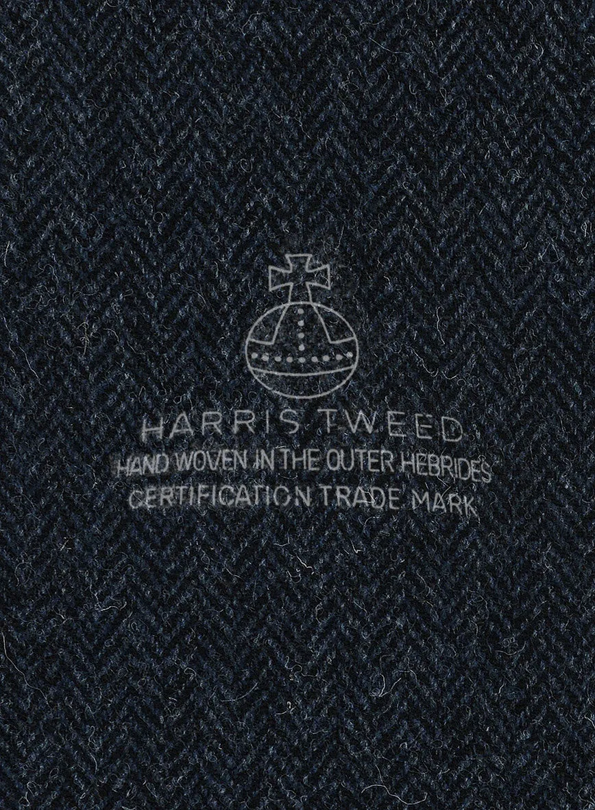 Harris Tweed Dark Blue Herringbone GQ Overcoat