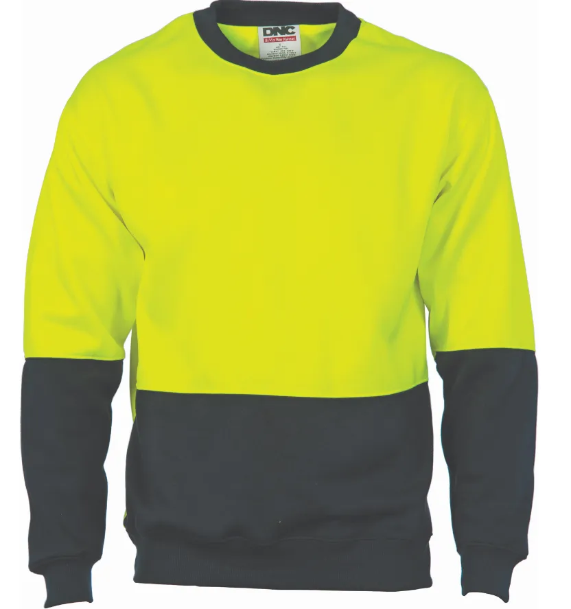 HiVis Two Tone Fleecy Sweat Shirt Crew-Neck