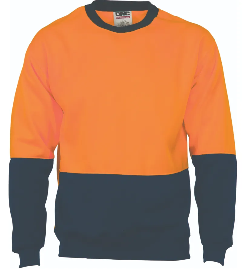 HiVis Two Tone Fleecy Sweat Shirt Crew-Neck