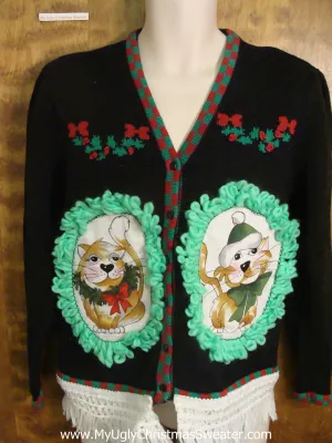 Holly Garlands Cat Christmas Sweater