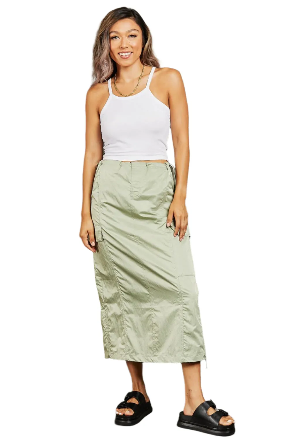 HYFVE Just In Time High Waisted Cargo Midi Skirt