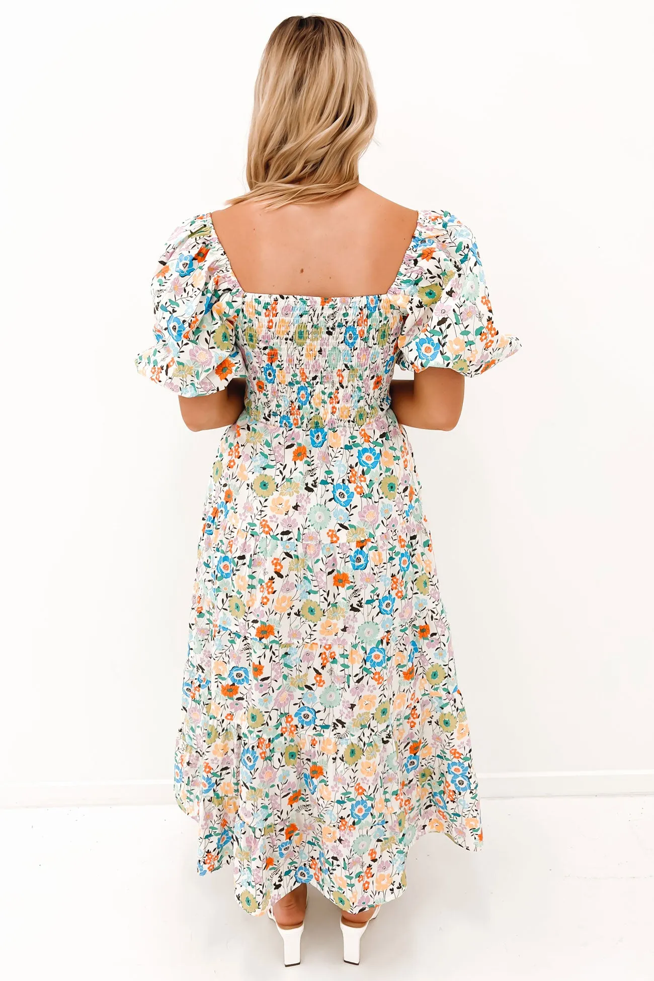 Indy Midi Dress White Floral